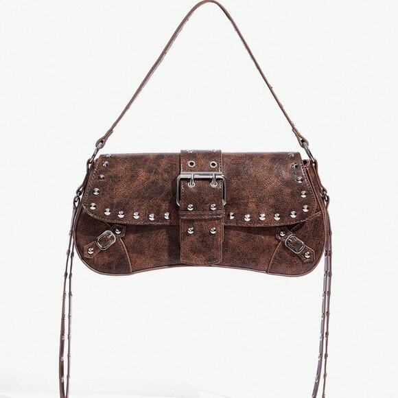 Brown western cowgirl faux leather purse bag - Picture 2 of 8